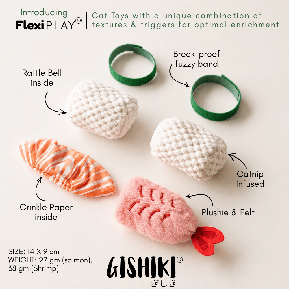 "Catnip Sushi" Multi-Texture Cat toy (Set of 2) - FlexiPlay