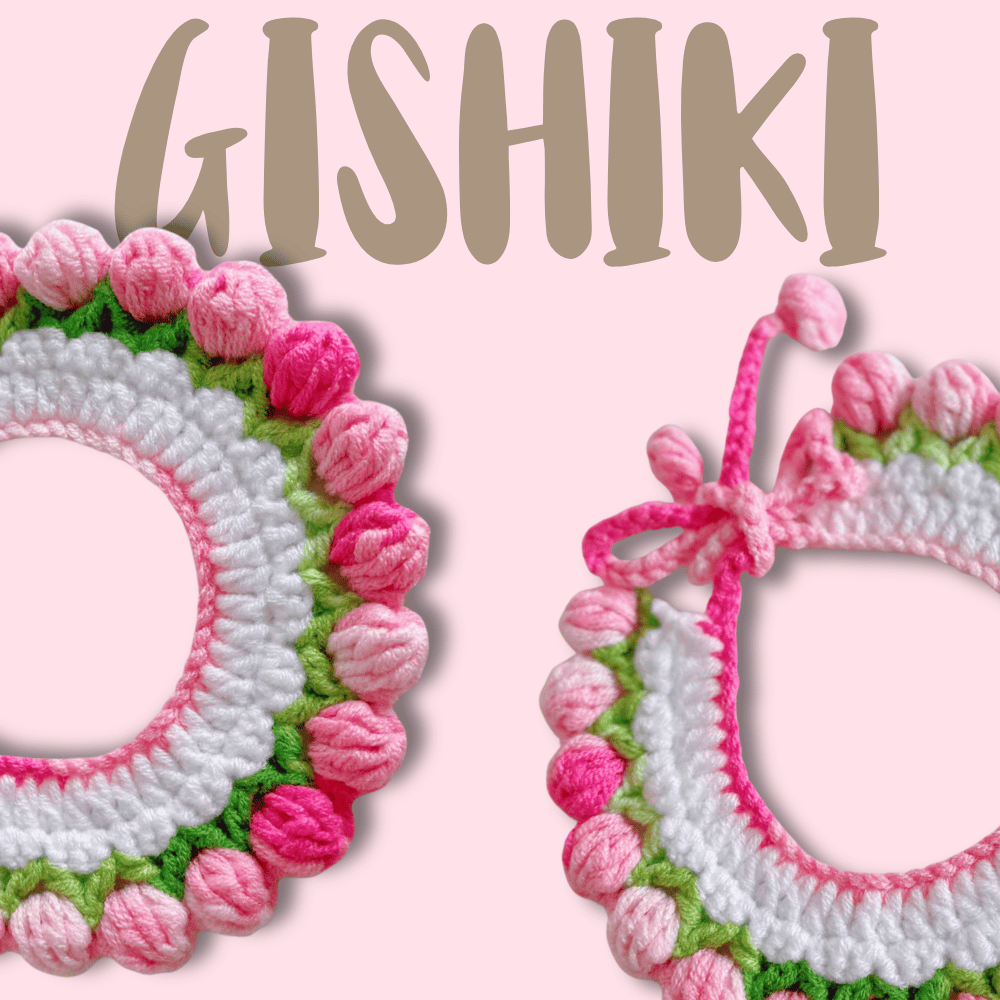 "Sakura" Handknitted Cat Collar