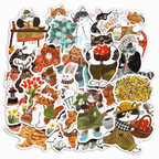Vintage Cat Life Sticker Pack - 25 Pcs