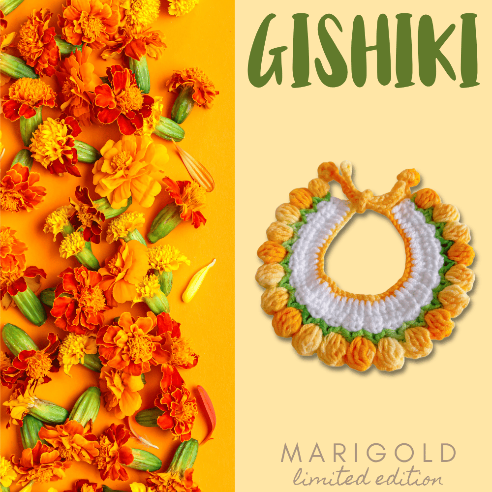 "Marigold" Handknitted Cat Collar