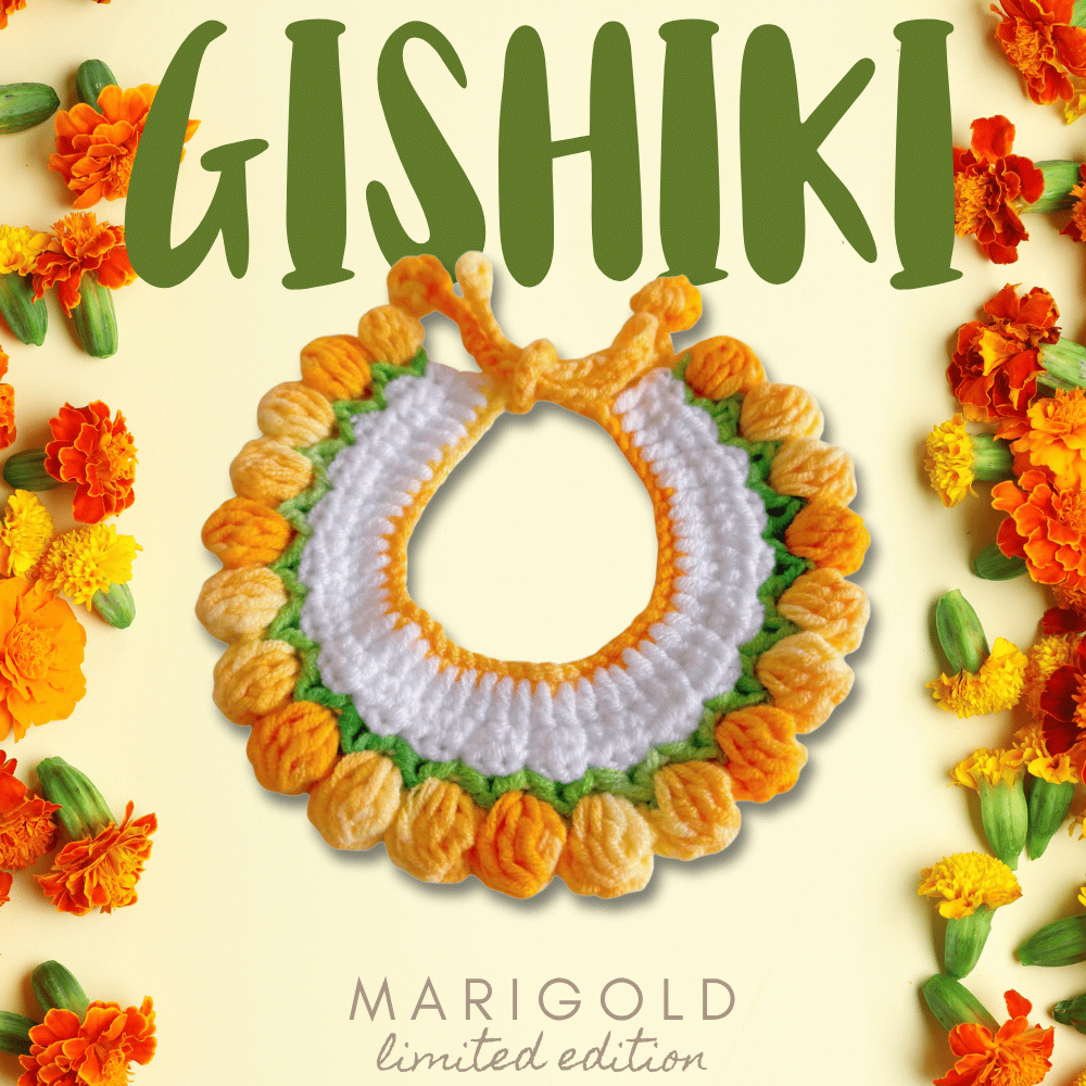 "Marigold" Handknitted Cat Collar
