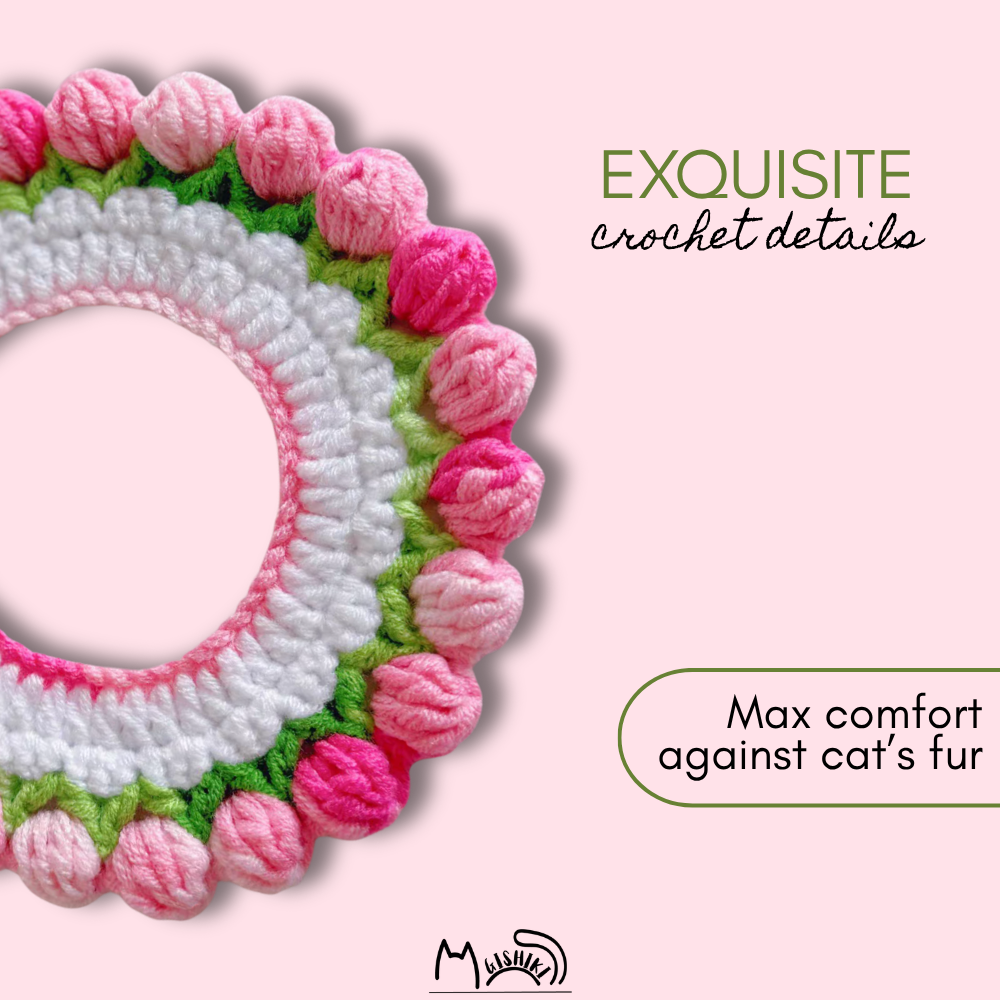 "Sakura" Handknitted Cat Collar