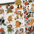 Vintage Cat Life Sticker Pack - 25 Pcs