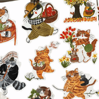 Vintage Cat Life Sticker Pack - 25 Pcs