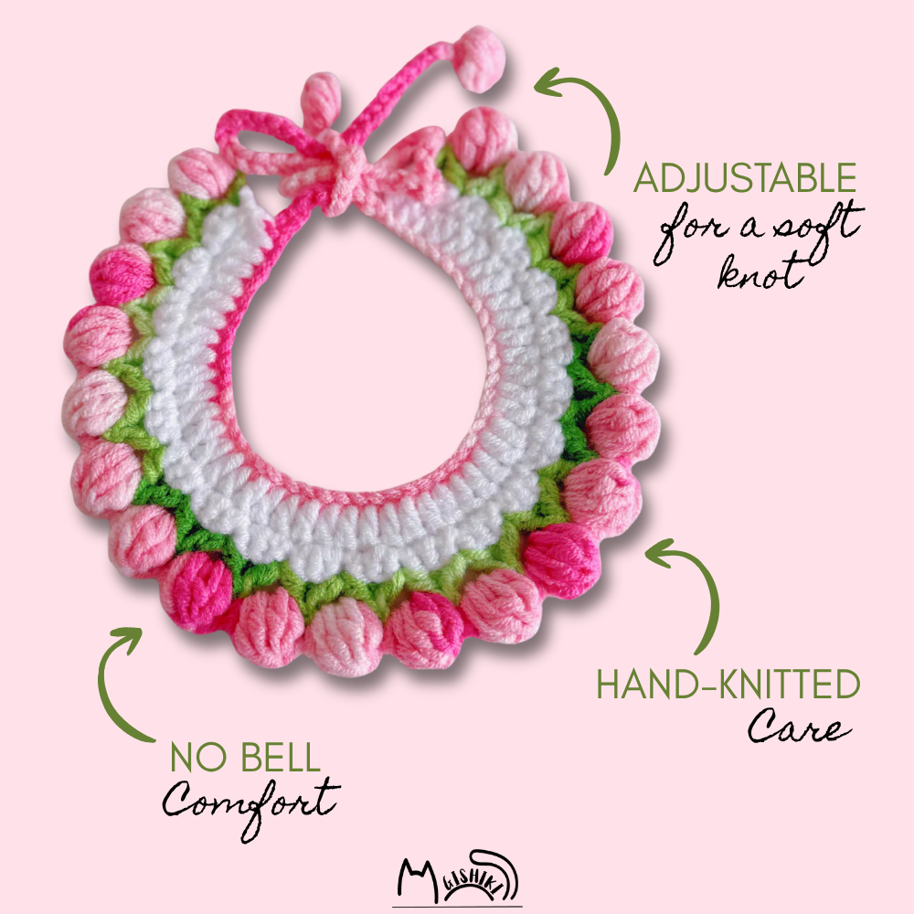 "Sakura" Handknitted Cat Collar