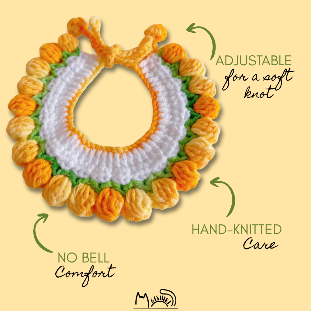 "Marigold" Handknitted Cat Collar
