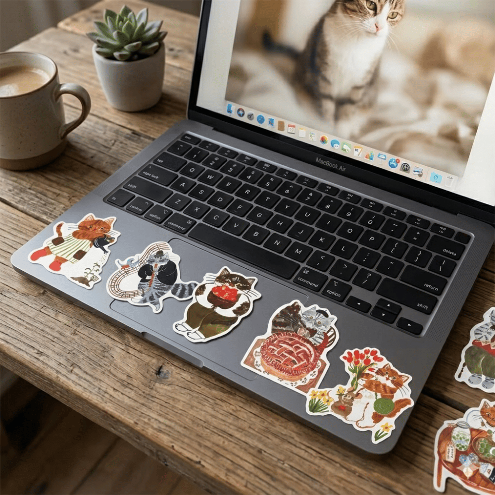 Vintage Cat Life Sticker Pack - 25 Pcs
