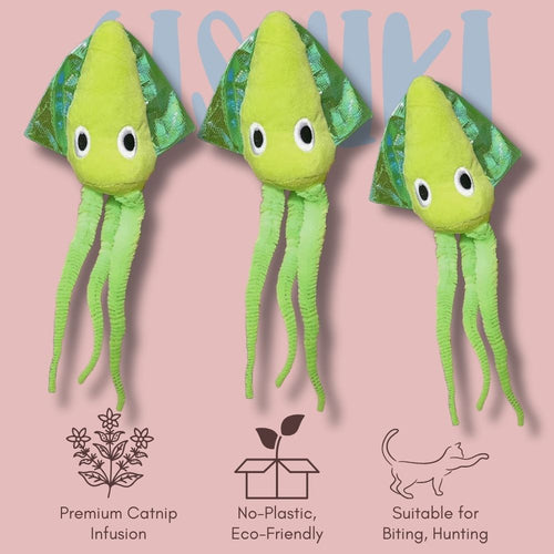 "Googly" Catnip Infused Squid Toy