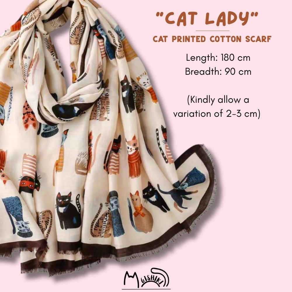 "Cat Lady" Premium Cotton lightweight scarf