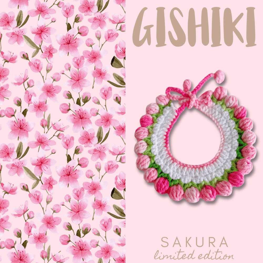 "Sakura" Handknitted Cat Collar