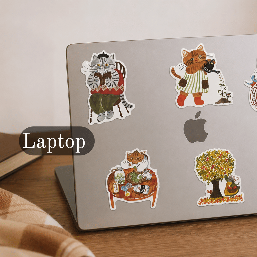 Vintage Cat Life Sticker Pack - 25 Pcs