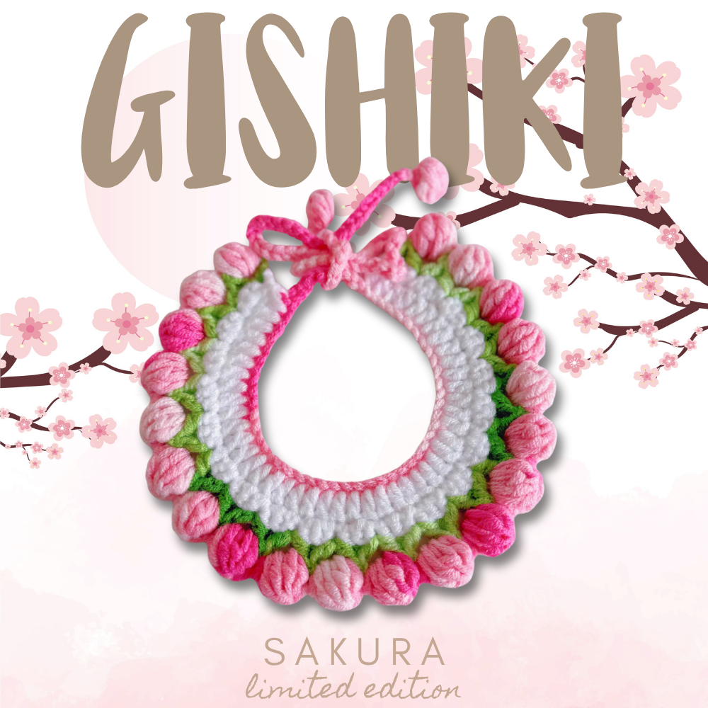 "Sakura" Handknitted Cat Collar