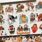 Vintage Cat Life Sticker Pack - 25 Pcs
