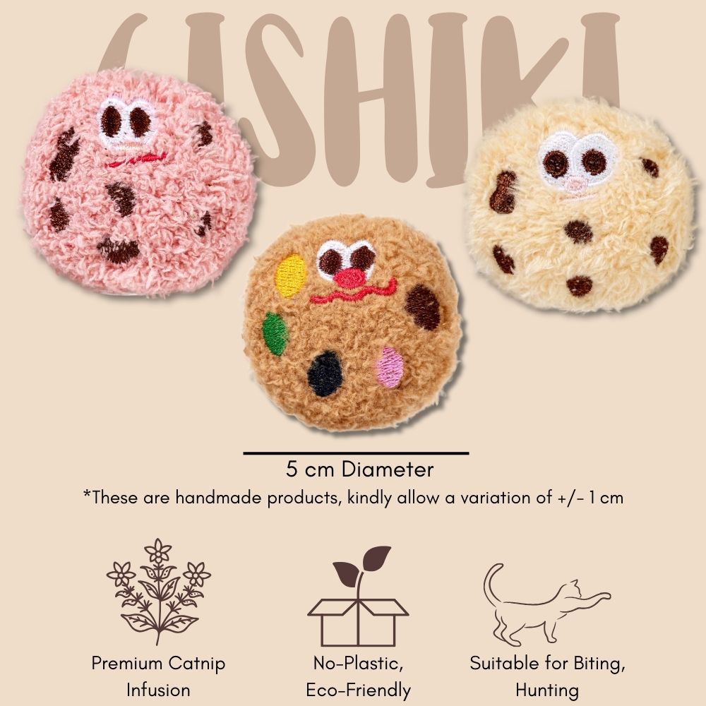 Strong Catnip Infused Plush Cookies (BIG Set of 3)