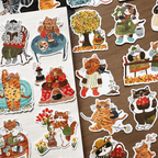 Vintage Cat Life Sticker Pack - 25 Pcs