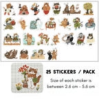 Vintage Cat Life Sticker Pack - 25 Pcs