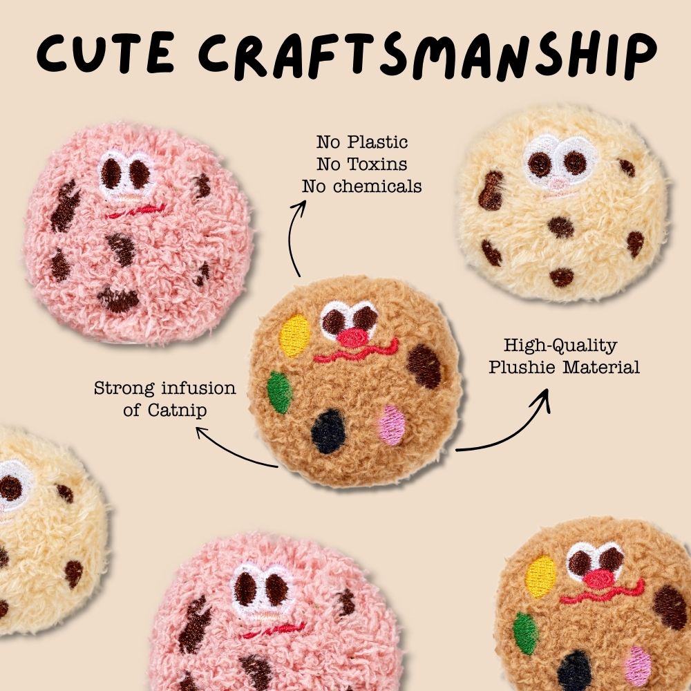 Strong Catnip Infused Plush Cookies (BIG Set of 3)